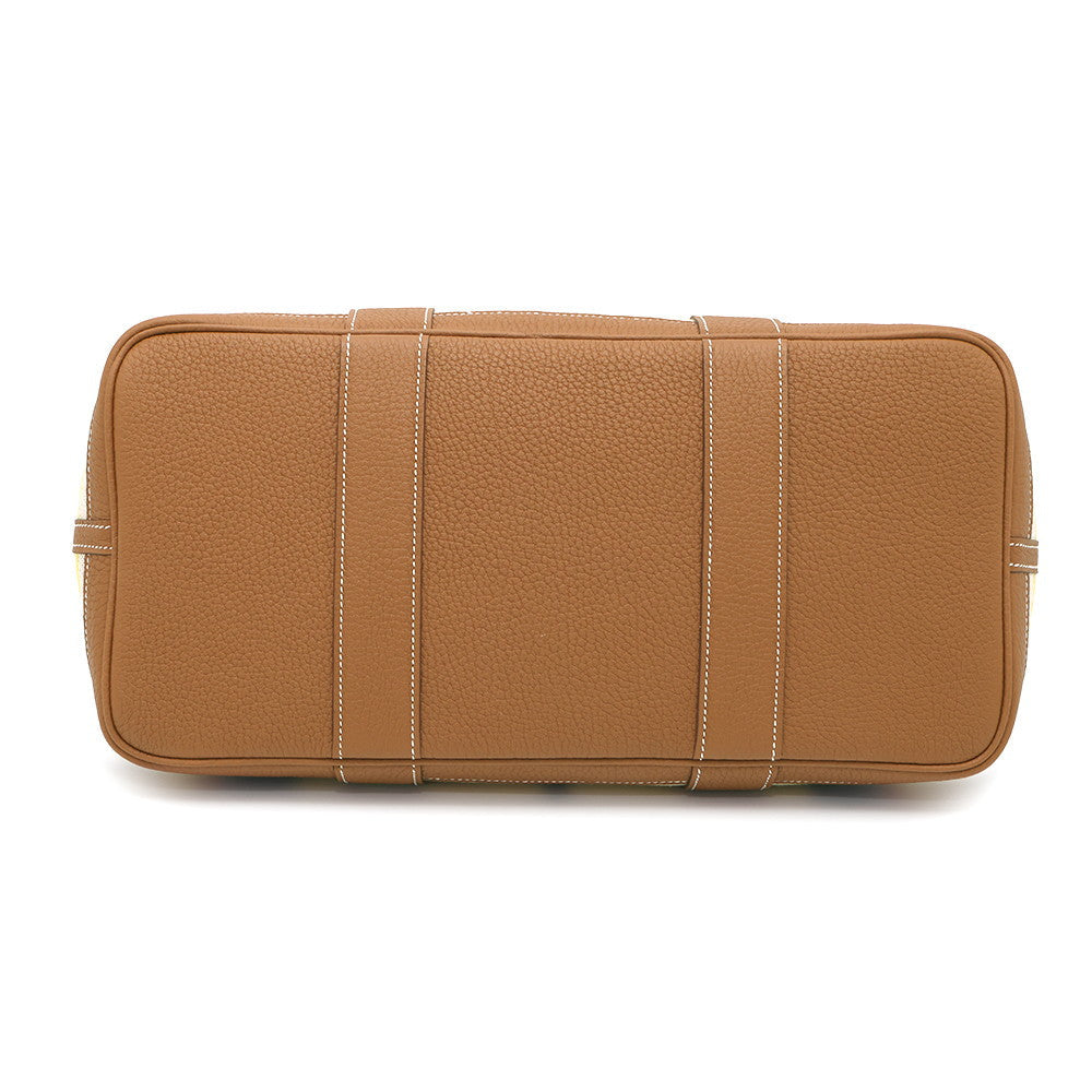 Garden Party Tartan Cross Check Gold Ecru Leather Beige Travel Bag