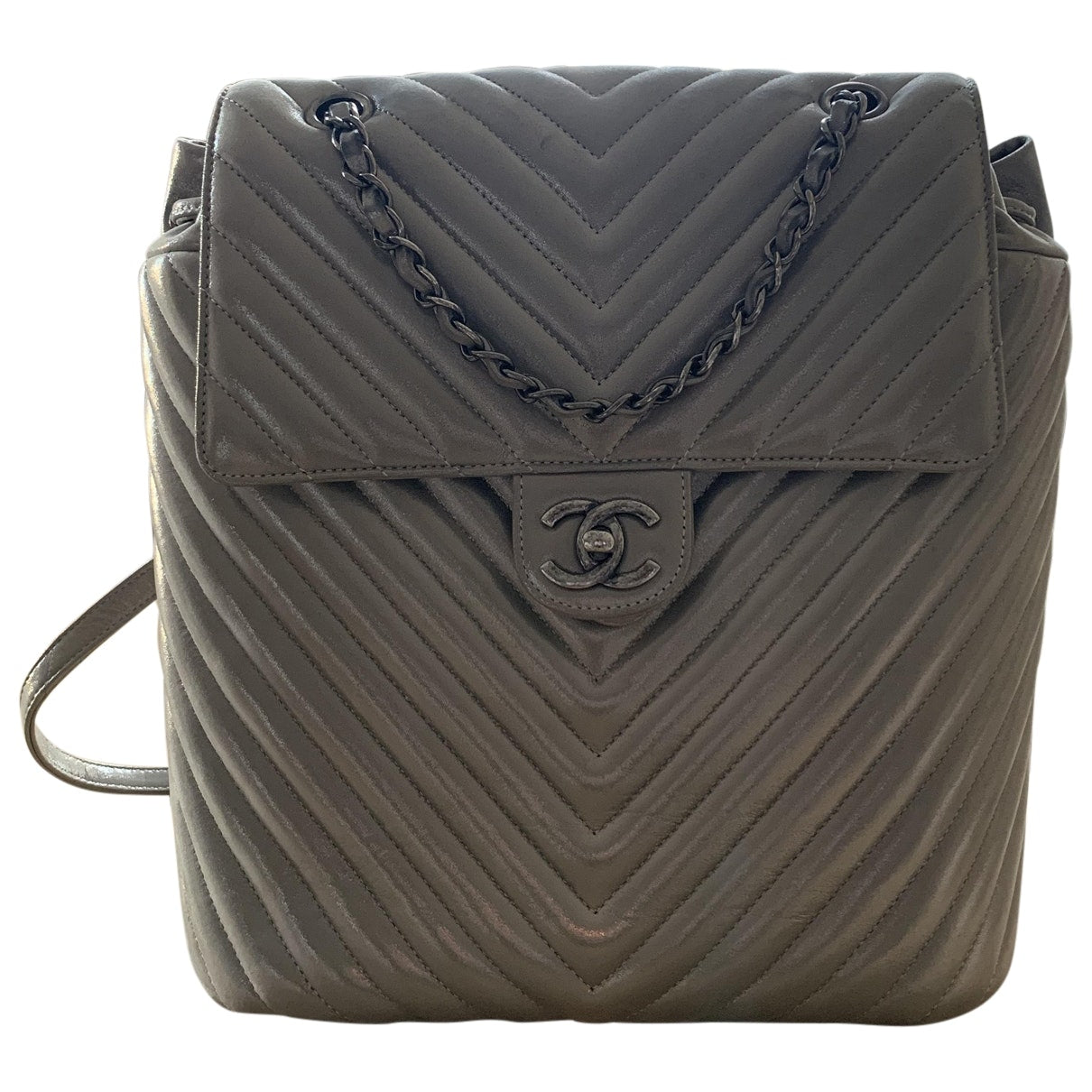 Chanel timeless/classique grey leather backpacks Bag