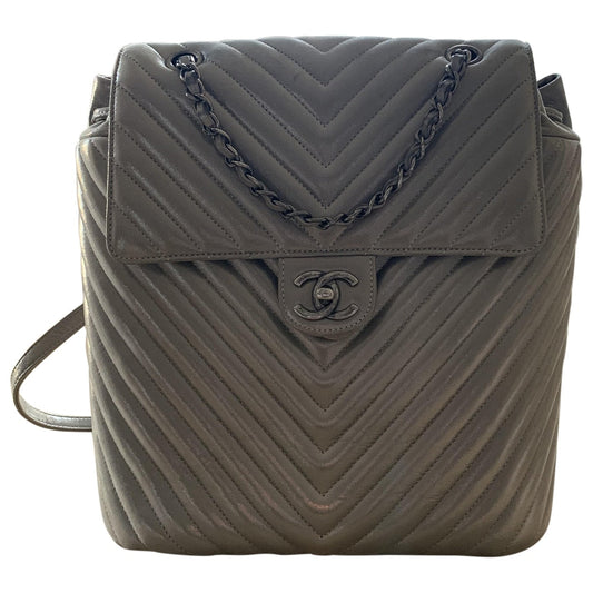 Chanel timeless/classique grey leather backpacks Bag
