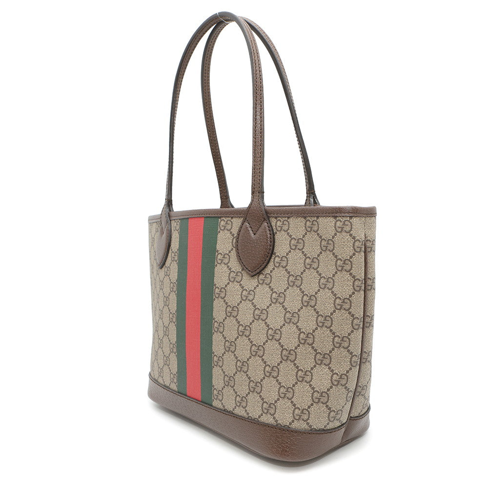 Gucci Ophidia Brown726762 GG Supreme Size Leather Beige Small Tote Bag