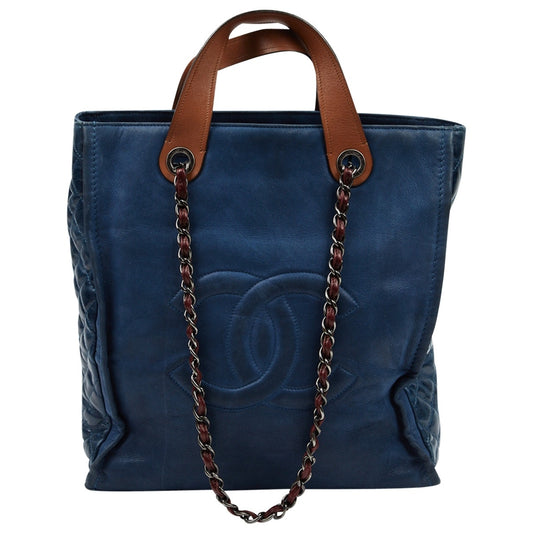 blue leather handbag Signature