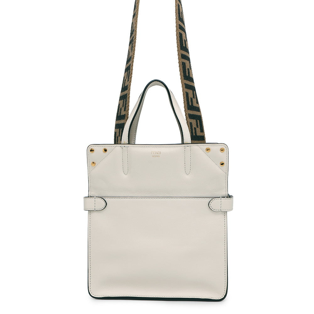 Fendi Flip White8Bt306 Leather Small Travel Bag
