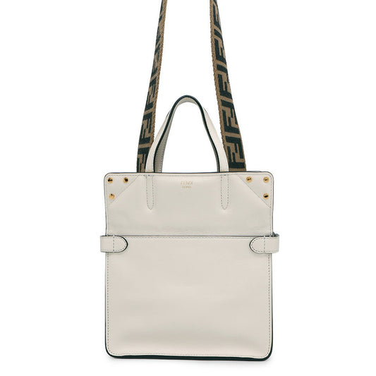 Fendi ?Flip White8BT306 Leather Small Handbag