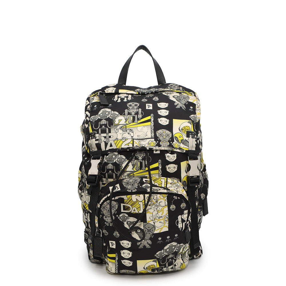 Comic Backpack Handbag Nylon Black