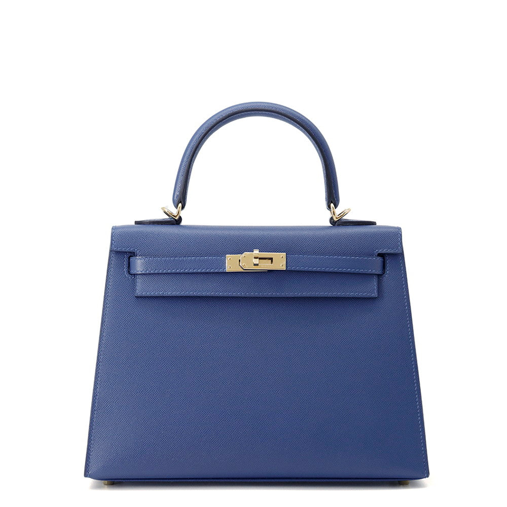 Kelly Sellier Tie Veau Madame Size Handbag Blue Travel Bag