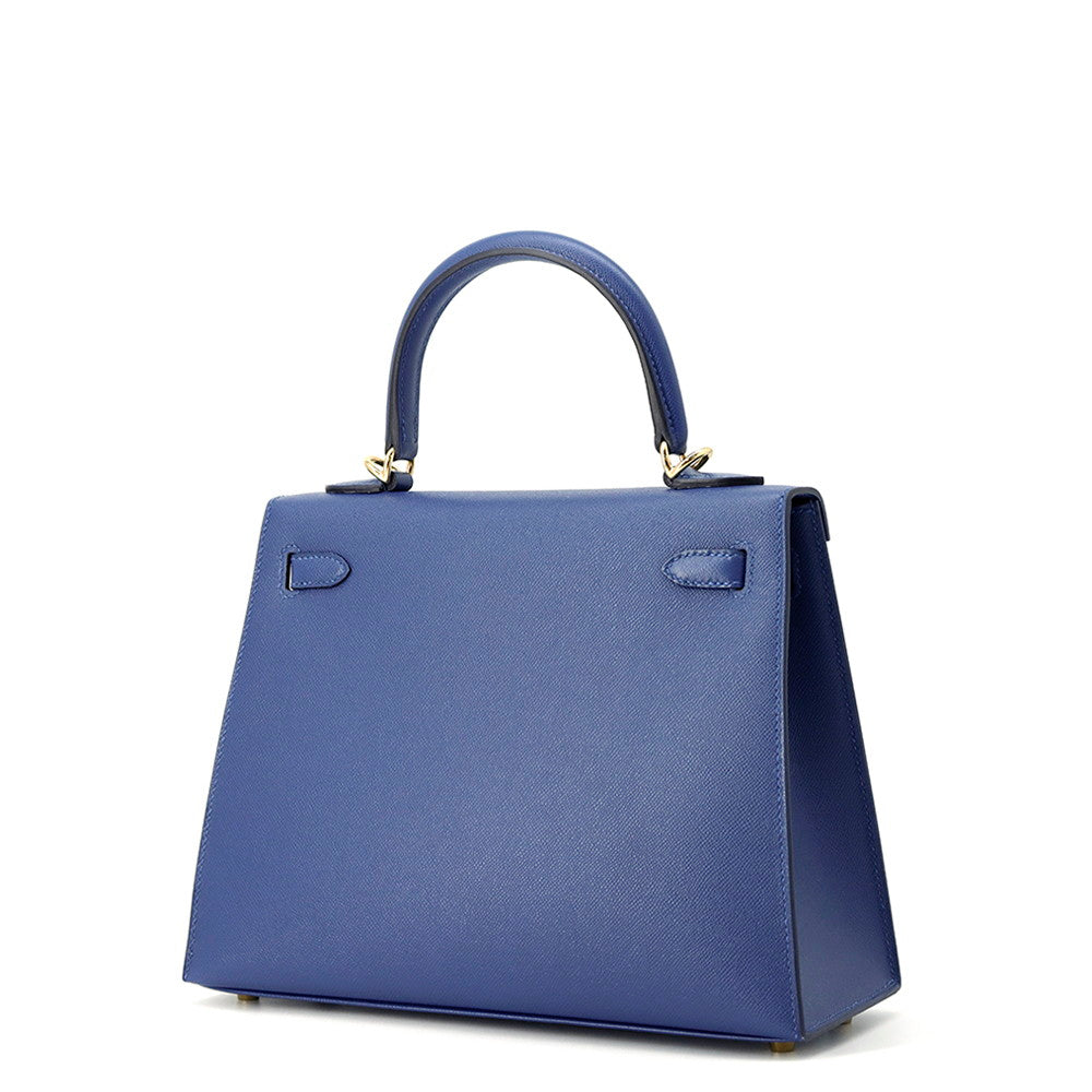 Kelly Sellier Tie Veau Madame Size Handbag Blue Travel Bag