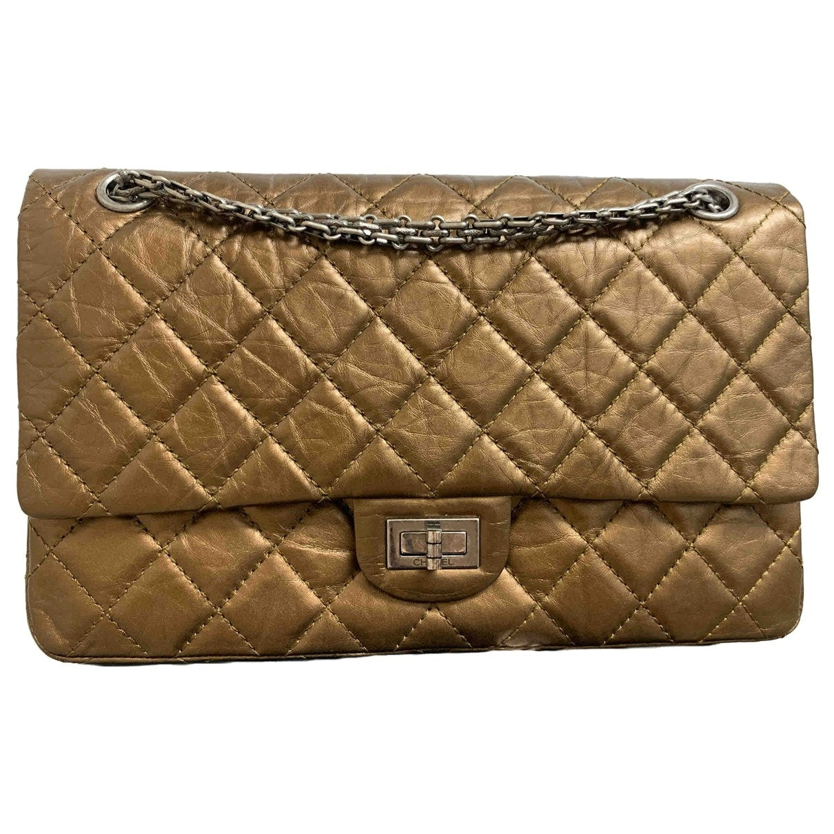 2.55 metallic leather handbag Signature