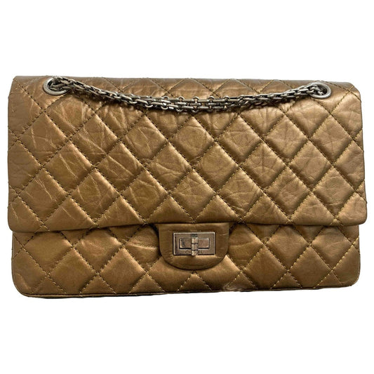 2.55 metallic leather handbag Signature