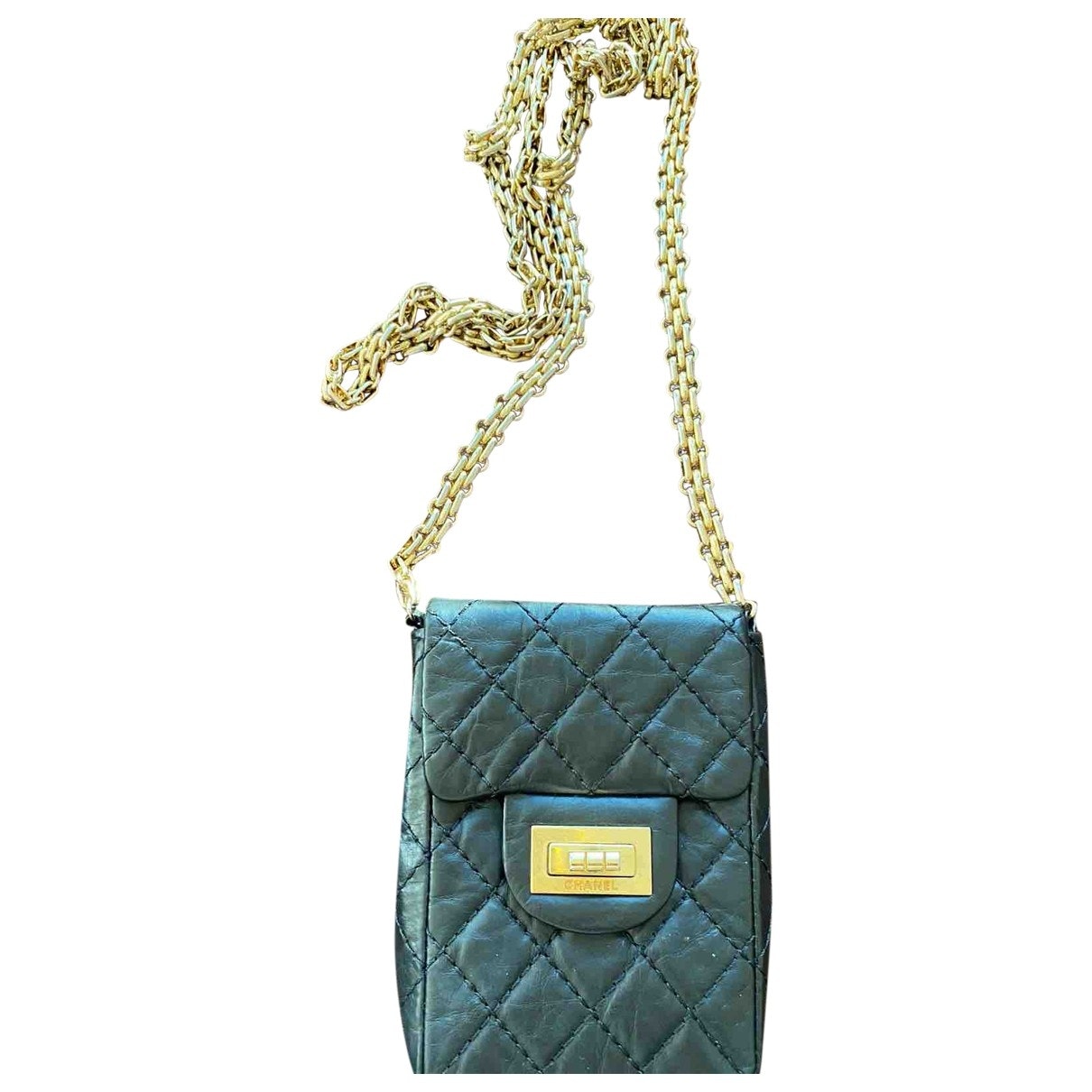 2.55 black leather clutch bag Signature