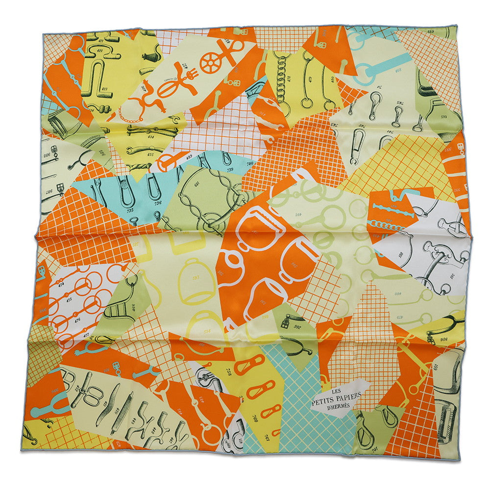 Carre Les Size Jaune Multicolor Silk Handbag Travel Bag