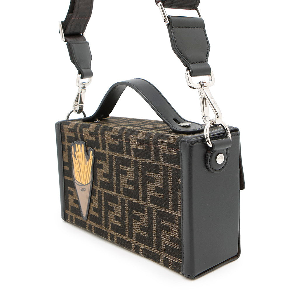 Fendi licious Soft Trunk Zucca Pattern Black7Va565 Leather Canvas Brown Bucket Bag