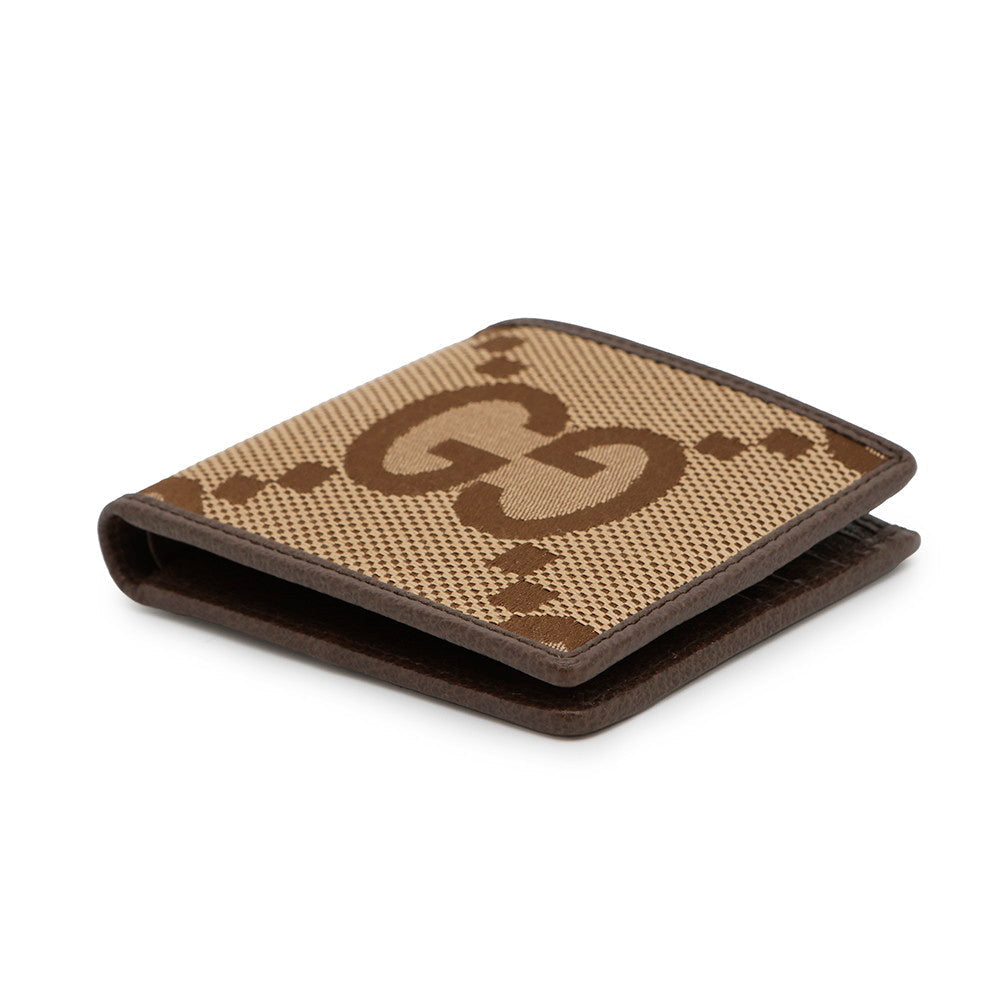 Gucci Jumbo GG Bifold Beige699308 GG Leather Canvas Brown Wallet Case