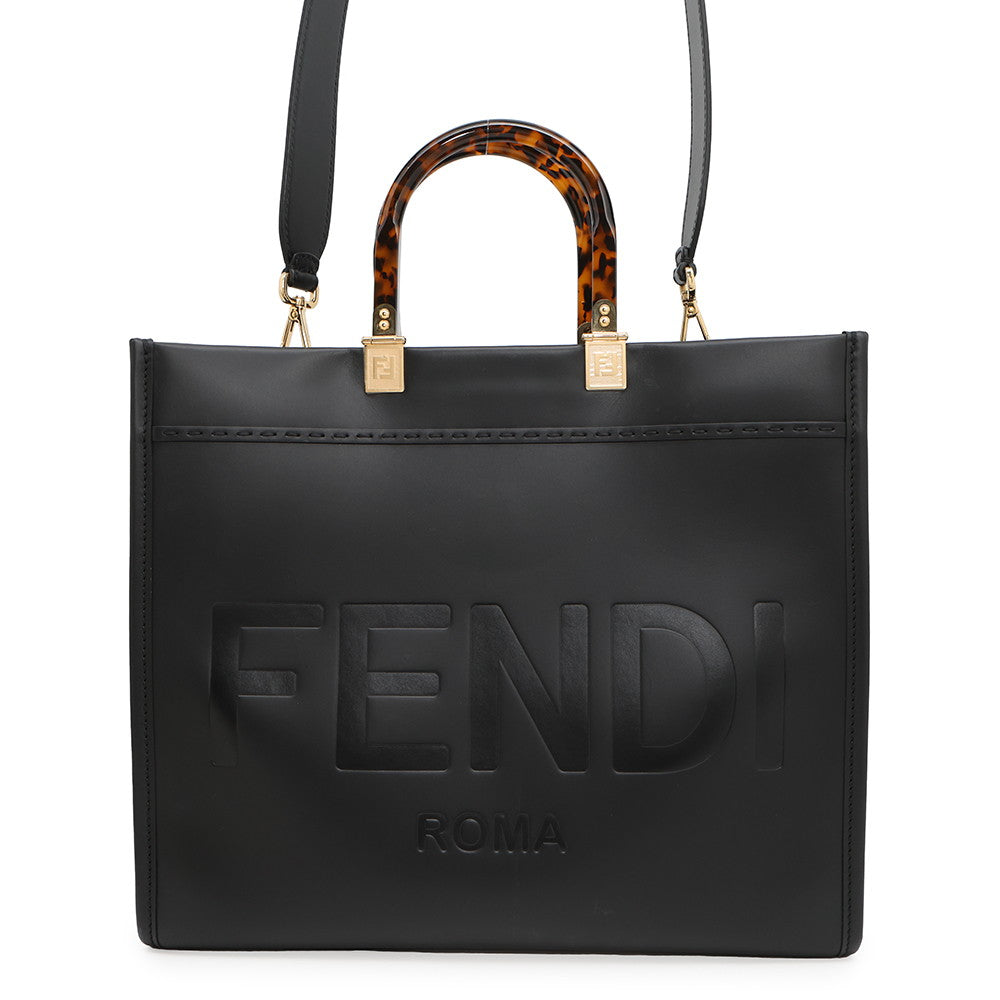 Fendi Sunshine Tote Bag Black8Bh386 Calf Leather Medium