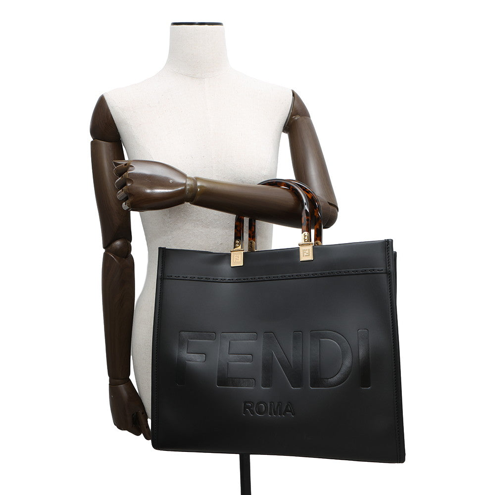 Fendi Sunshine Tote Bag Black8Bh386 Calf Leather Medium