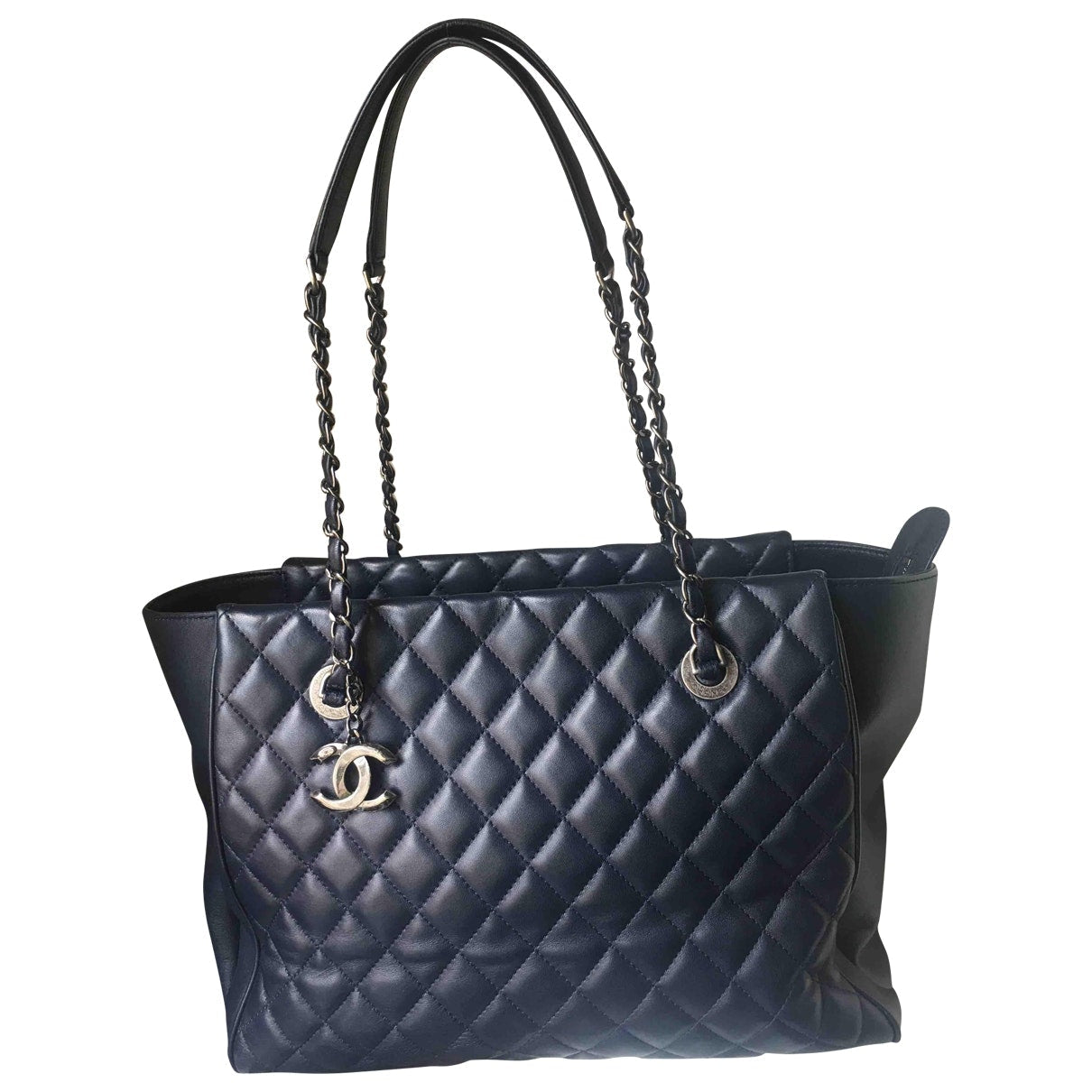 navy leather handbag Signature