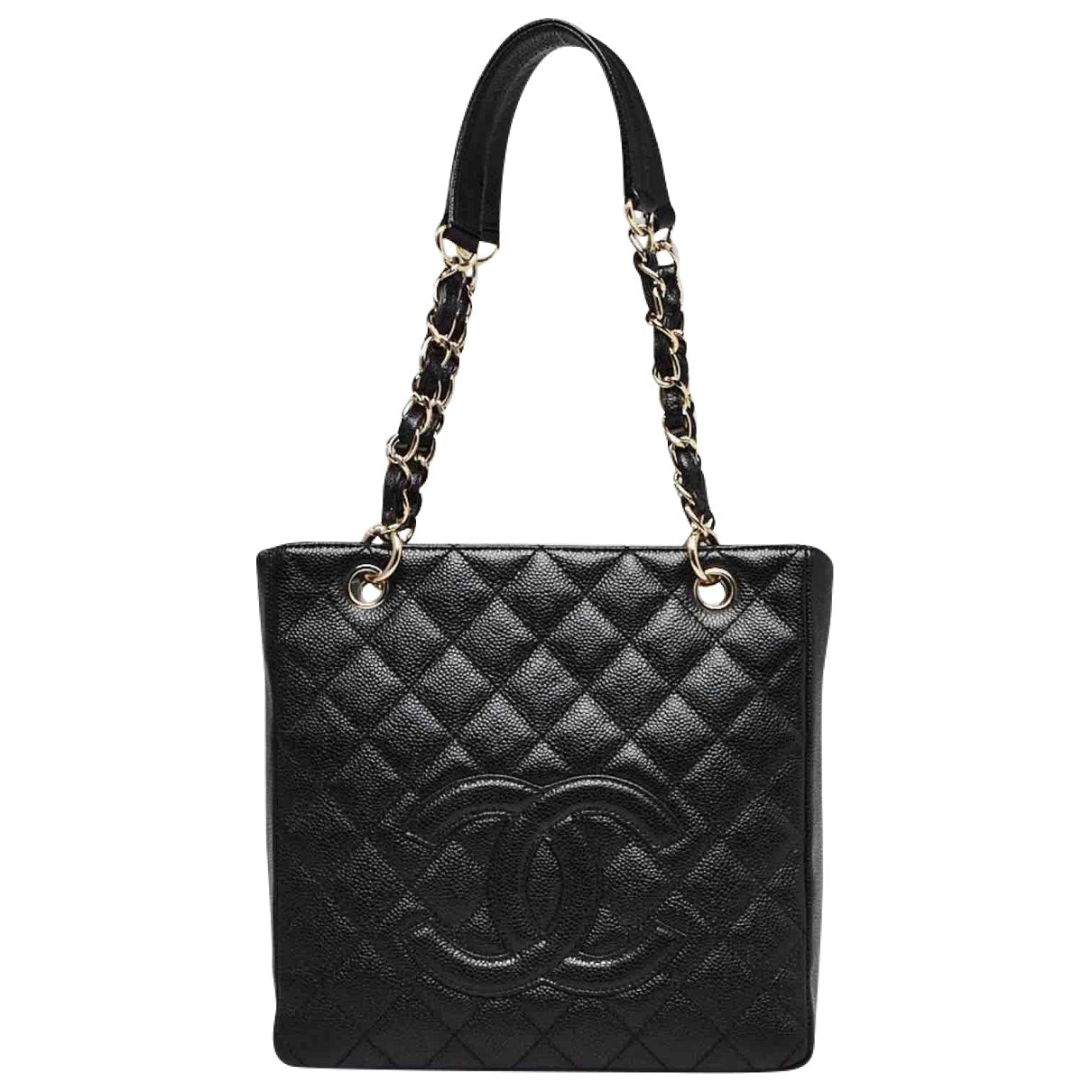 petite shopping tote black leather handbag Polished