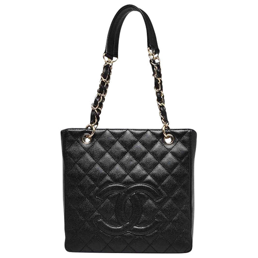 petite shopping tote black leather handbag Polished