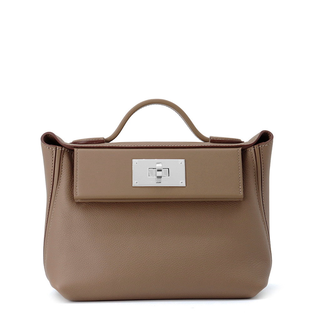 Van Quatre Etoupe Evercolor Swift Size Handbag Leather Mini Travel Bag