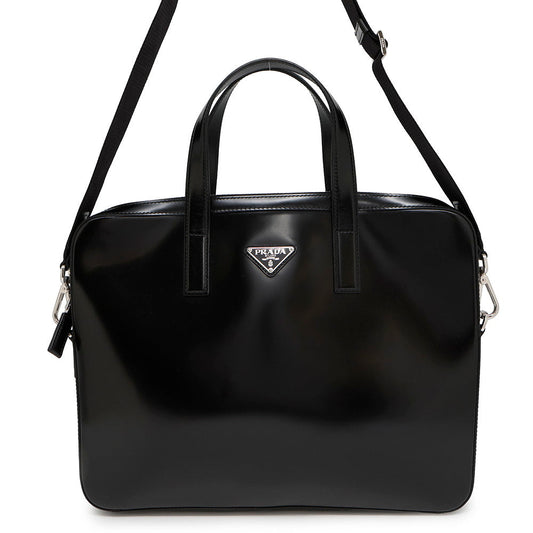 Prada ? business bag Black2VE368 BrushedLeather Handbag