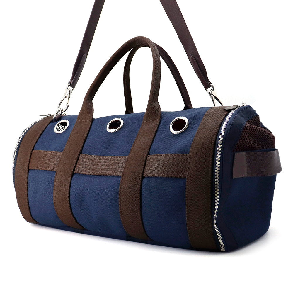 Dog Carry Bag Navy Canvas Travel Bag