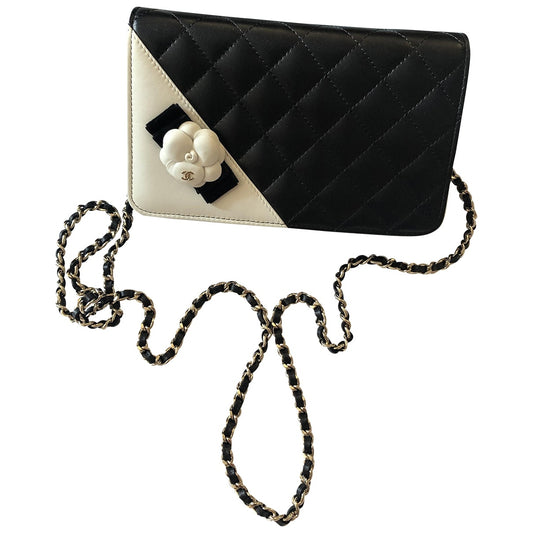 wallet on chain black leather handbag Refined