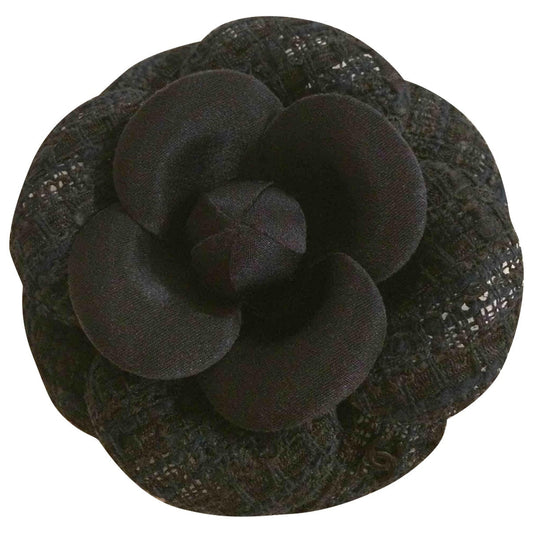 Chanel camélia black cloth pins & brooches Jewelry