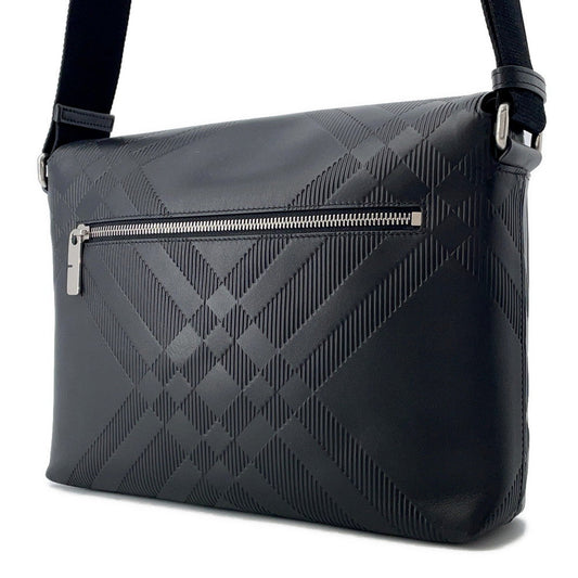 Burberry Check Messenger Bag Black81019221 Calf Leather Embossed