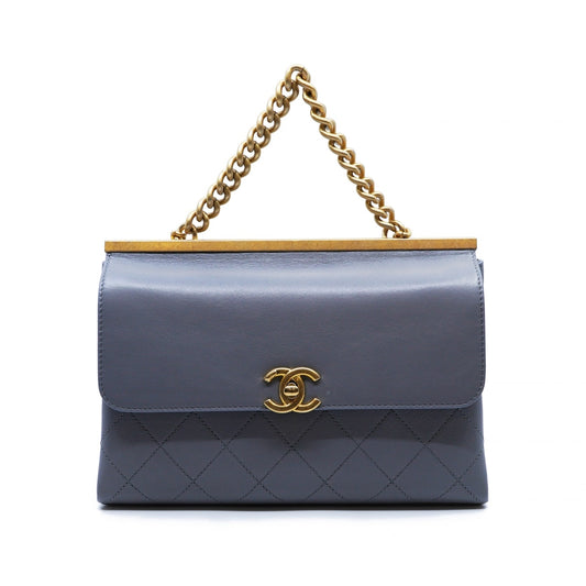 Chanel coco luxe grey leather handbag