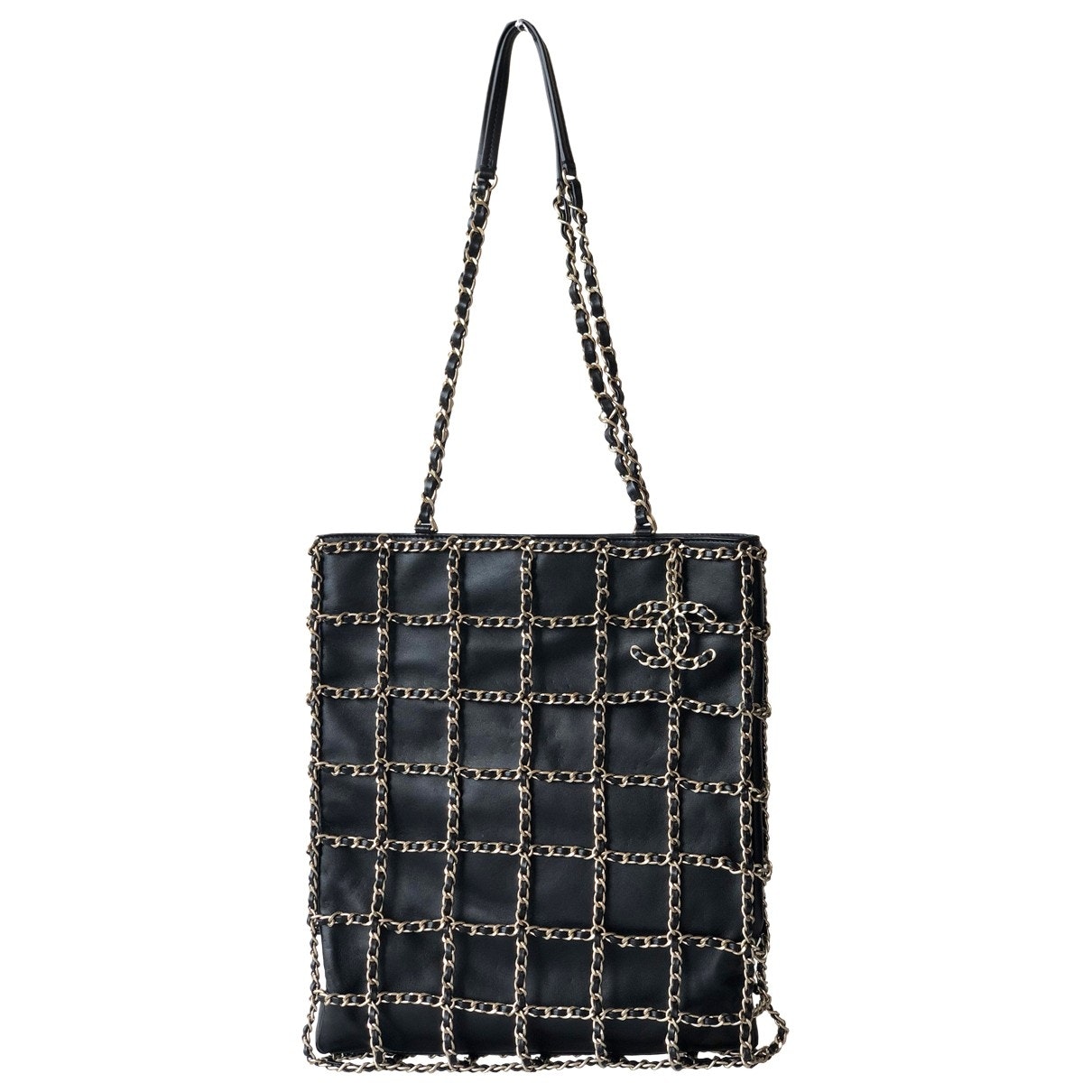 black leather handbag Signature Structured