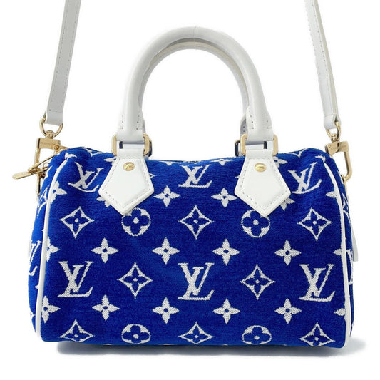 Louis Vuitton Speedy Bandouliere Match WhiteM20751 ・Jacquard Velvet Monogram Blue Handbag