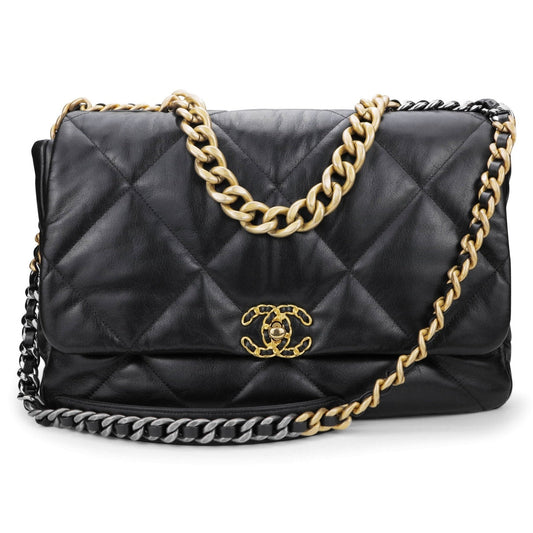 19 black leather handbag Polished