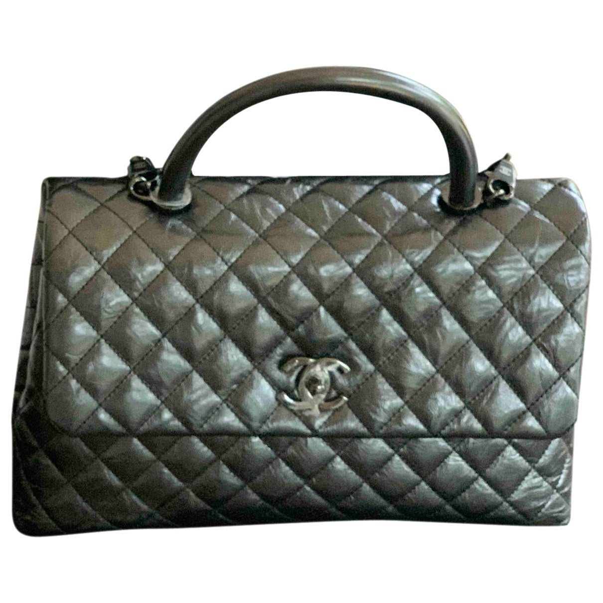 Chanel coco handle black leather handbag
