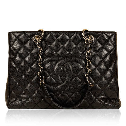 grand shopping black leather handbag Polished