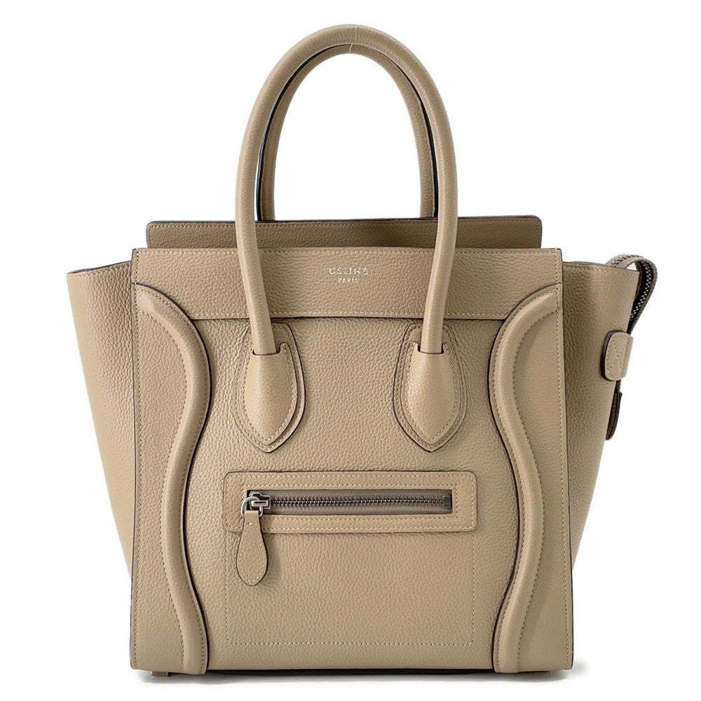 Luggage Shopper Size Micro Handbag Leather Beige Travel Bag