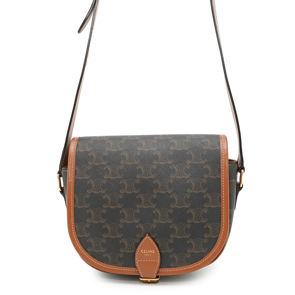 Triomphe Folco Shoulder Pvc Size Handbag Leather Brown Shoulder Bag