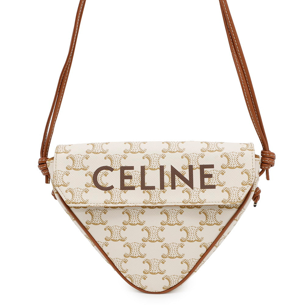 Triomphe Triangle Shoulder Pvc Size Mini Handbag Leather White Shoulder Bag