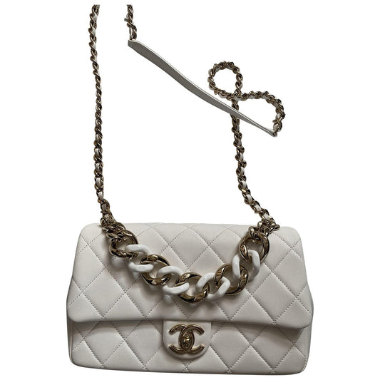 Chanel 19 white leather handbag
