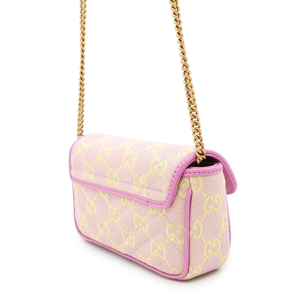 Gucci Super Chainshoulder Bag Yellow783141 Canvas Pink