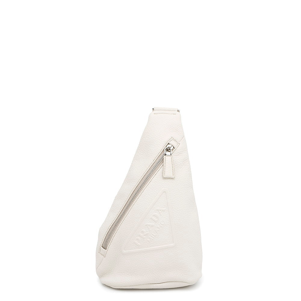 Prada Crossbody Bag ?Triangle White2VZ098 Leather Logo
