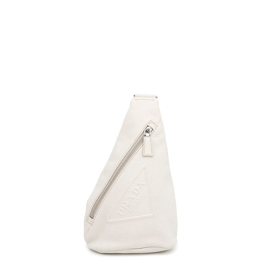 Prada Crossbody Bag ?Triangle White2VZ098 Leather Logo