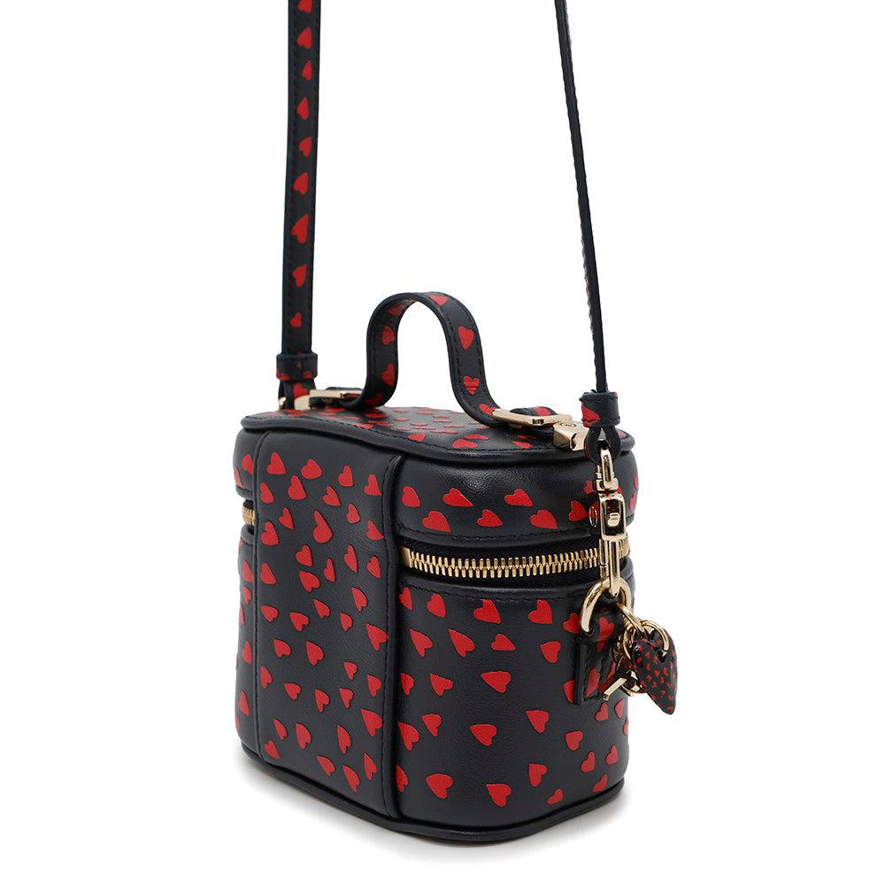 Dior Heart Way Shoulder Vanity Pouch Navy Handbag Leather Red Shoulder Bag