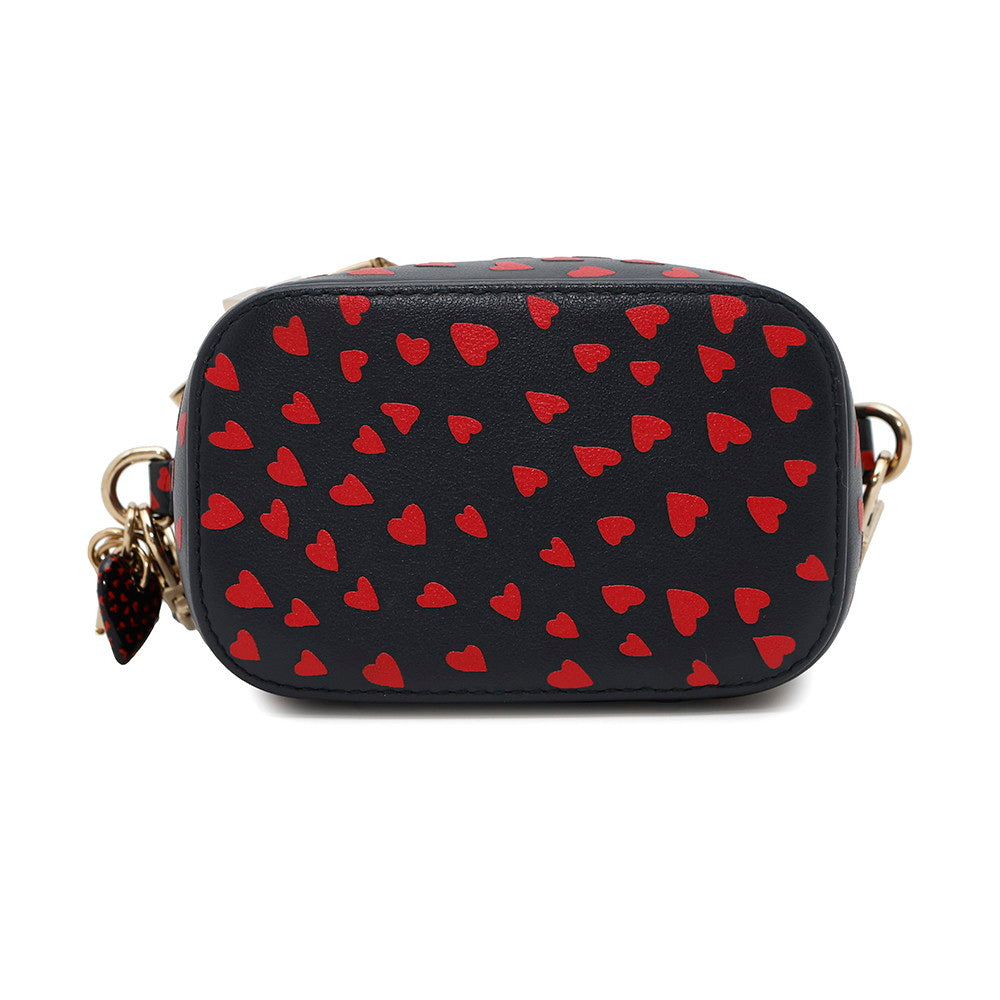 Dior Heart Way Shoulder Vanity Pouch Navy Handbag Leather Red Shoulder Bag