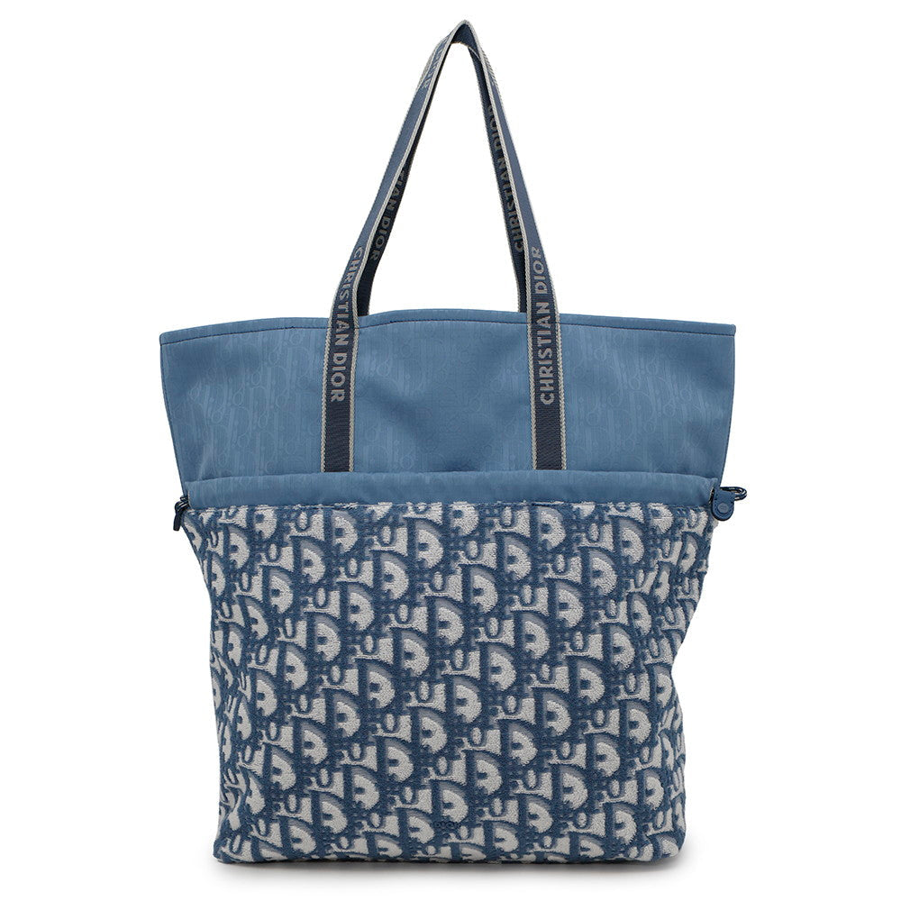Dior Oblique Reversible Tote Bag Light Pile Canvas Blue