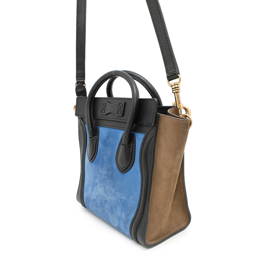 Luggage Shopper Blue Beige Size Nano Handbag Leather Suede Travel Bag