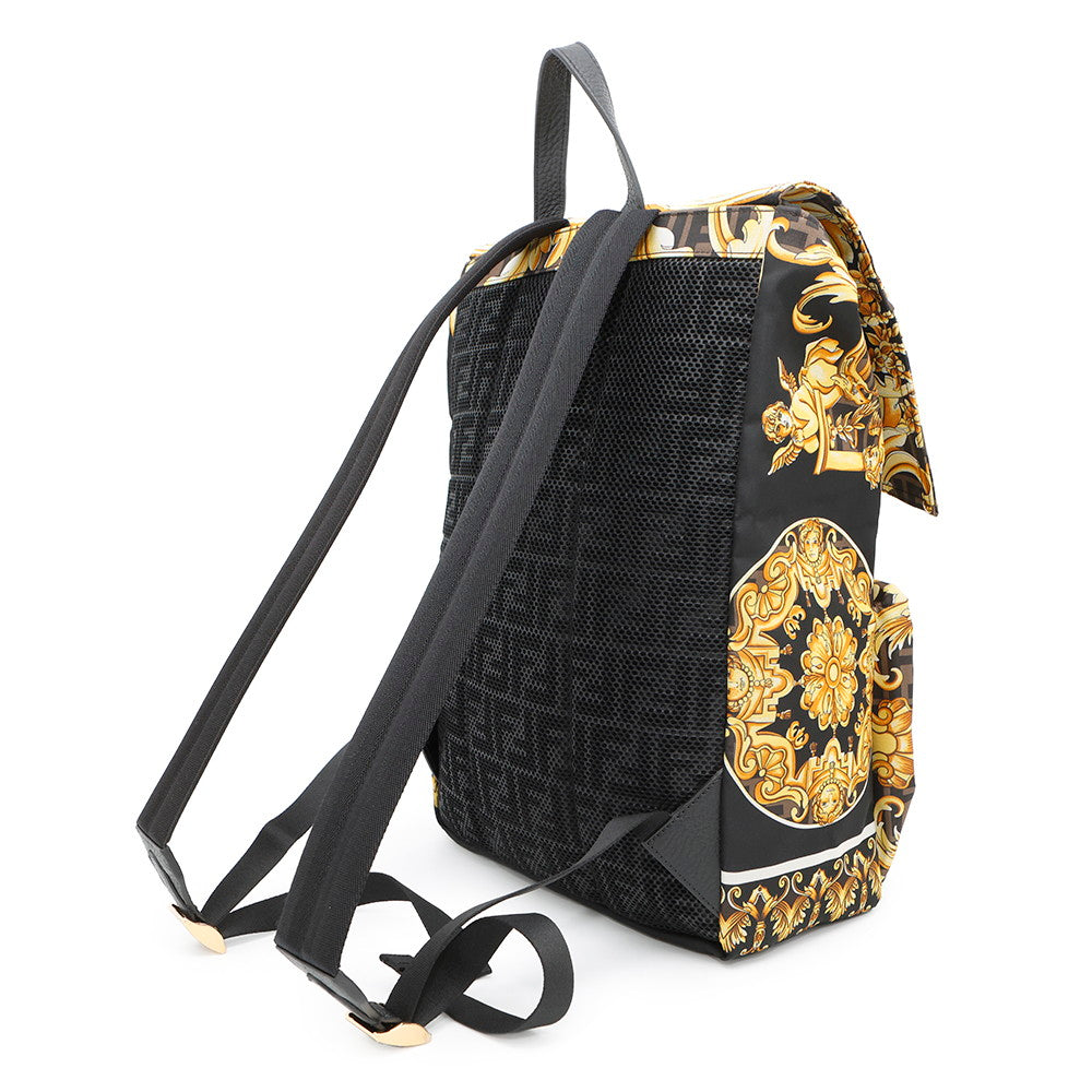 Fendi Fendace Zucca Backpack Yellow7Vz066 Nylon Black