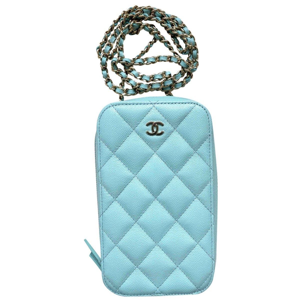 wallet on chain blue leather handbag Signature