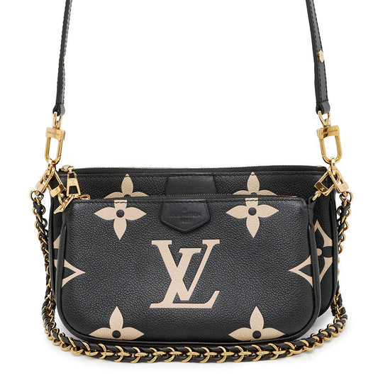 Louis Vuitton Multi Pochette Accessoires BeigeM45777 Bicolor Monogram Empreinte Leather Noir Clutch Bag