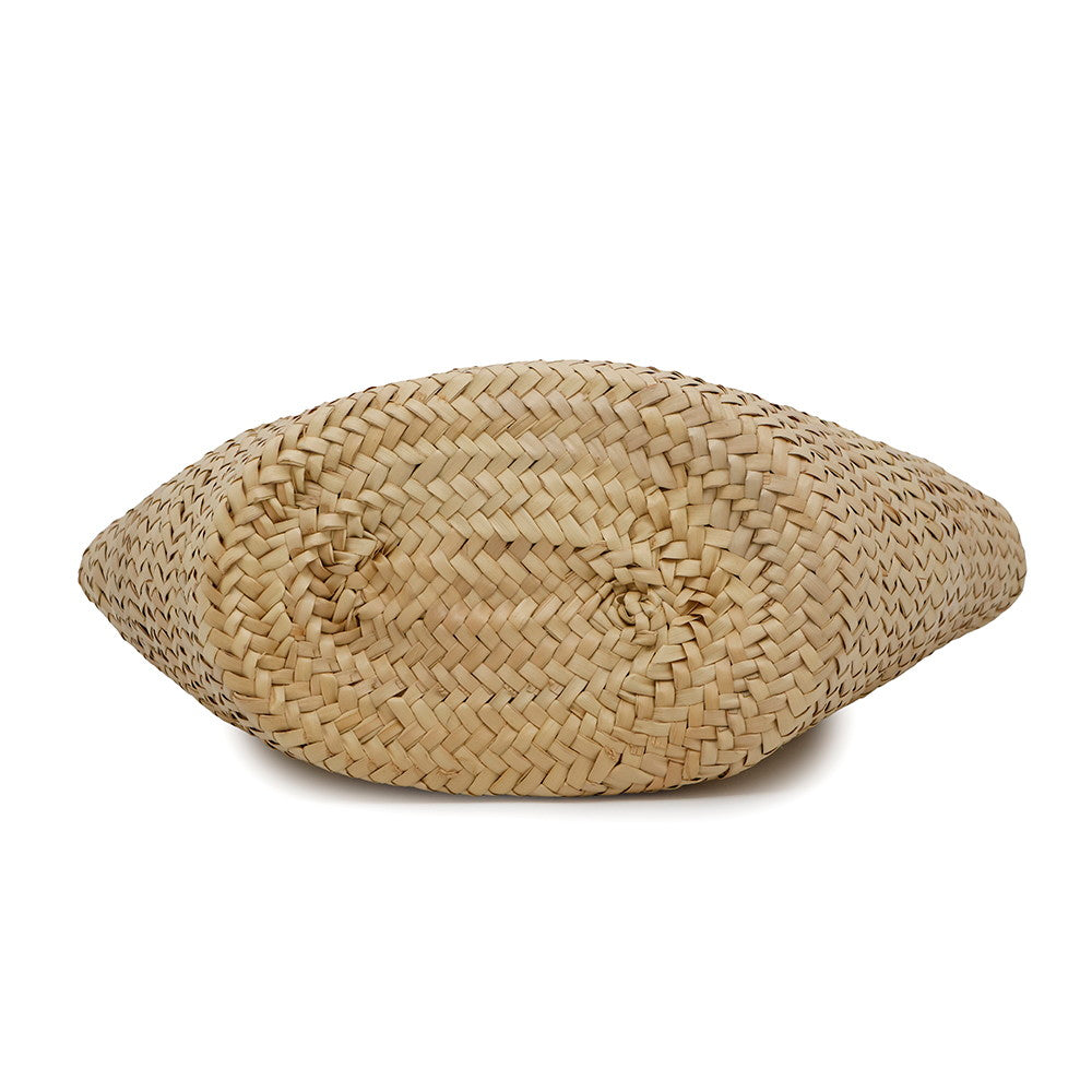 Palm Basket Bag Natural Bg Straw Leather Woven Travel Bag
