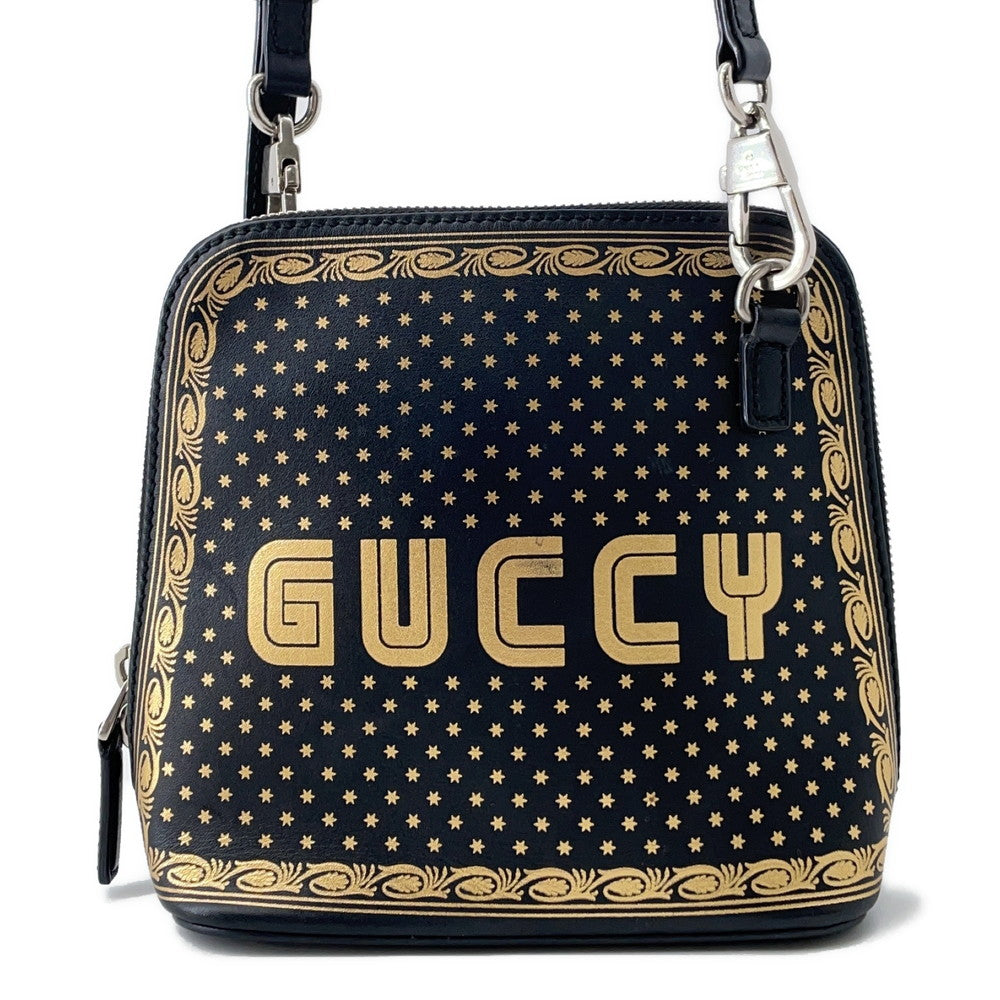 Gucci GUCCY Print SEGA Collaboration Leather Black Mini Shoulder Bag