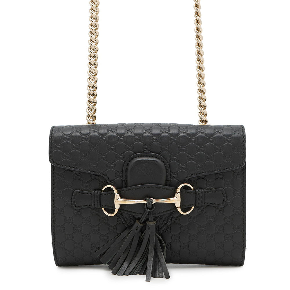 Gucci Emily Microssima Chainshoulder Bag Black449636 Leather